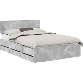 vidaXL Bedframe met lade Beton Grijs 140 x 190 cm Geconstrueerd hout