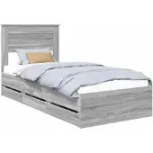 vidaXL Bedframe met lade Grijs Sonoma 75 x 190 cm Ingenieurshout