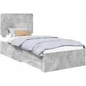 vidaXL Bedframe met lade Beton Grijs 100 x 200 cm Bewerkt hout