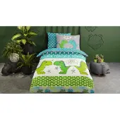 Good Morning Kinder Dekbedovertrek Katoen Dinosaur - green 140x200/220cm