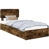 vidaXL Opbergbed met lade Rook Eiken 90 x 200 cm Bewerkt hout