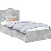 vidaXL Bedframe met lade Beton Grijs 90 x 190 cm Bewerkt hout