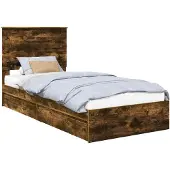 vidaXL Opbergbed met lade Rook Eiken 90 x 200 cm Bewerkt hout