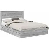 vidaXL Opbergbed met lade Grijs Sonoma 140 x 200 cm Bewerkt hout