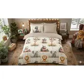 Muller Textil Pure Kinderdekbedovertrek "Pete" - Bruin - (140x220 cm) - 100% Polyester