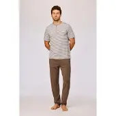 Woody Pyjama heren str polo lange broek