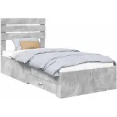 vidaXL Bedframe met lade Beton Grijs 100 x 200 cm Bewerkt hout