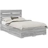 vidaXL Bedframe met lade Grijs Sonoma 120 x 200 cm Bewerkt hout
