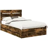 vidaXL Bedframe met lade Rook Eiken 135 x 190 cm Ingenieurshout