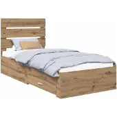 vidaXL Bedframe met lade Artisan Eiken 100 x 200 cm Bewerkt hout