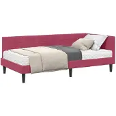 vidaXL Hoekbedframe met Matras 2 st Wijnrood 90 x 190 cm Fluweel