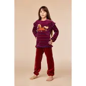 Woody Pyjama meisjes strepen pony velours