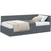 vidaXL Hoekbedframe met Matras met hoofdeinde 2 st Grijs Fluweel