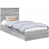 vidaXL Opbergbed met lade Grijs Sonoma 90 x 190 cm Bewerkt hout