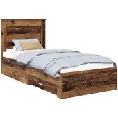 vidaXL Bedframe met lade met opslag Oudhout 100 x 200 cm Bewerkt hout