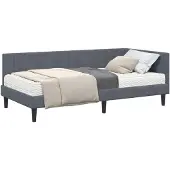 vidaXL Hoekbedframe met Matras 2 st Donkergrijs 90 x 190 cm Fluweel