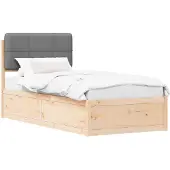 vidaXL Bedframe met Gevoerde Hoofdbord Lichtgrijs 90 x 200 cm