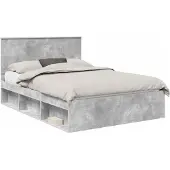 vidaXL Bedframe Betonnen Grijs 135 x 190 cm Massief grenenhout