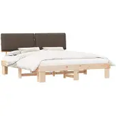 vidaXL Bedframe met Gevoerde Hoofdbord Taupe 200 x 200 cm