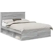 vidaXL Bedframe Grijs Sonoma 140 x 200 cm Bewerkt hout