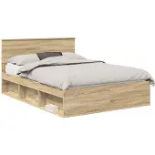 vidaXL Bedframe met hoofdeinde Sonoma 140 x 200 cm Bewerkt hout