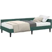 vidaXL Hoekbedframe met Matras Anders 2 st Groen Fluweel