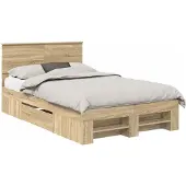 vidaXL Bedframe met hoofdeinde Sonoma Eik 120 x 200 cm Bewerkt hout