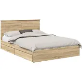 vidaXL Opbergbed met lade Sonoma Eik 140 x 190 cm Bewerkt hout