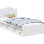 vidaXL Bedframe met hoofdeinde Wit 100 x 200 cm Massief grenenhout