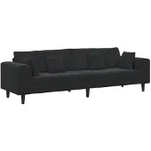 vidaXL Bank Zwart 250 x 77 x 76 cm Fluweel
