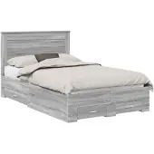 vidaXL Bedframe met lade Grijs Sonoma 120 x 190 cm Bewerkt hout