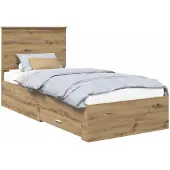 vidaXL Bedframe met lade Artisan Eiken 90 x 200 cm Bewerkt hout