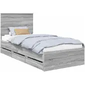 vidaXL Bedframe met lade Grijs Sonoma 90 x 200 cm Ingenieurshout