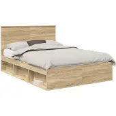 vidaXL Bedframe met lade Sonoma Eik 150 x 200 cm Massief grenenhout