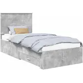 vidaXL Bedframe Beton Grijs en Zilver 75 x 190 cm Bewerkt hout
