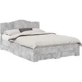 vidaXL Bedframe met lade Beton Grijs 140 x 190 cm Bewerkt hout