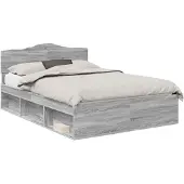 vidaXL Bedframe Grijs Sonoma 140 x 200 cm Massief grenenhout