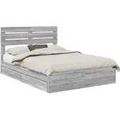 vidaXL Opbergbed met lade Grijs Sonoma 160 x 200 cm Bewerkt hout