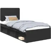 vidaXL Bedframe met hoofdeinde Zwart 90 x 190 cm Massief grenenhout