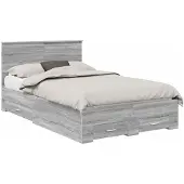 vidaXL Bedframe met lade Grijs Sonoma 120 x 190 cm Bewerkt hout