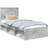 vidaXL Bedframe Betonnen Grijs 90 x 190 cm Massief grenenhout