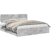 vidaXL Bedframe met lades, betonkleur, 200 x 200 cm, houtvezelplaat