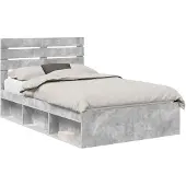 vidaXL Bedframe Betonnen Grijs 135 x 190 cm Massief grenenhout