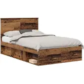 vidaXL Bedframe met hoofdeinde Oudhout 120 x 200 cm Massief grenenhout