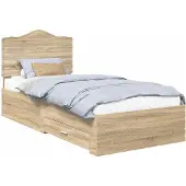 vidaXL Bedframe met lade Sonoma Eik 70 x 190 cm Bewerkt hout