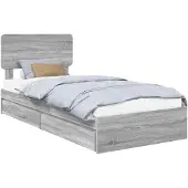 vidaXL Opbergbed met lade Grijs Sonoma 90 x 190 cm Bewerkt hout