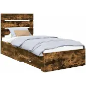 vidaXL Bedframe Gerookte Eik en Zilver 75 x 190 cm Bewerkt hout