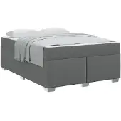 vidaXL Bedframe met matras Donkergrijs 140 x 200 cm Stof
