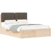 vidaXL Bedframe met Gevoerde Hoofdbord Taupe 140 x 200 cm