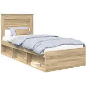 vidaXL Bedframe Effen Sonoma Eik 75 x 190 cm Massief grenenhout
